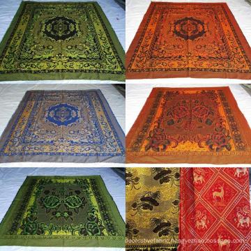 Different design golden color thread jacquard blanket